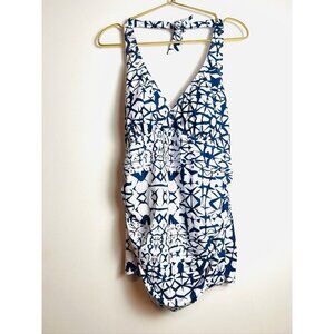 Meet.Curve Blue White Swimsuit top NWT